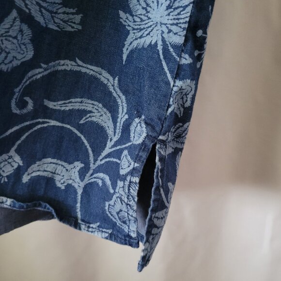 Isaac Mizrahi Sz 10 Dress Cottagecore Floral Blue Tie front slit sleeves lace up - Picture 10 of 13